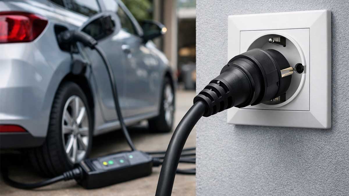 Carregamento em tomadas Schuko (Tipo E/F): Uso seguro para carregadores portáteis de veículos elétricos